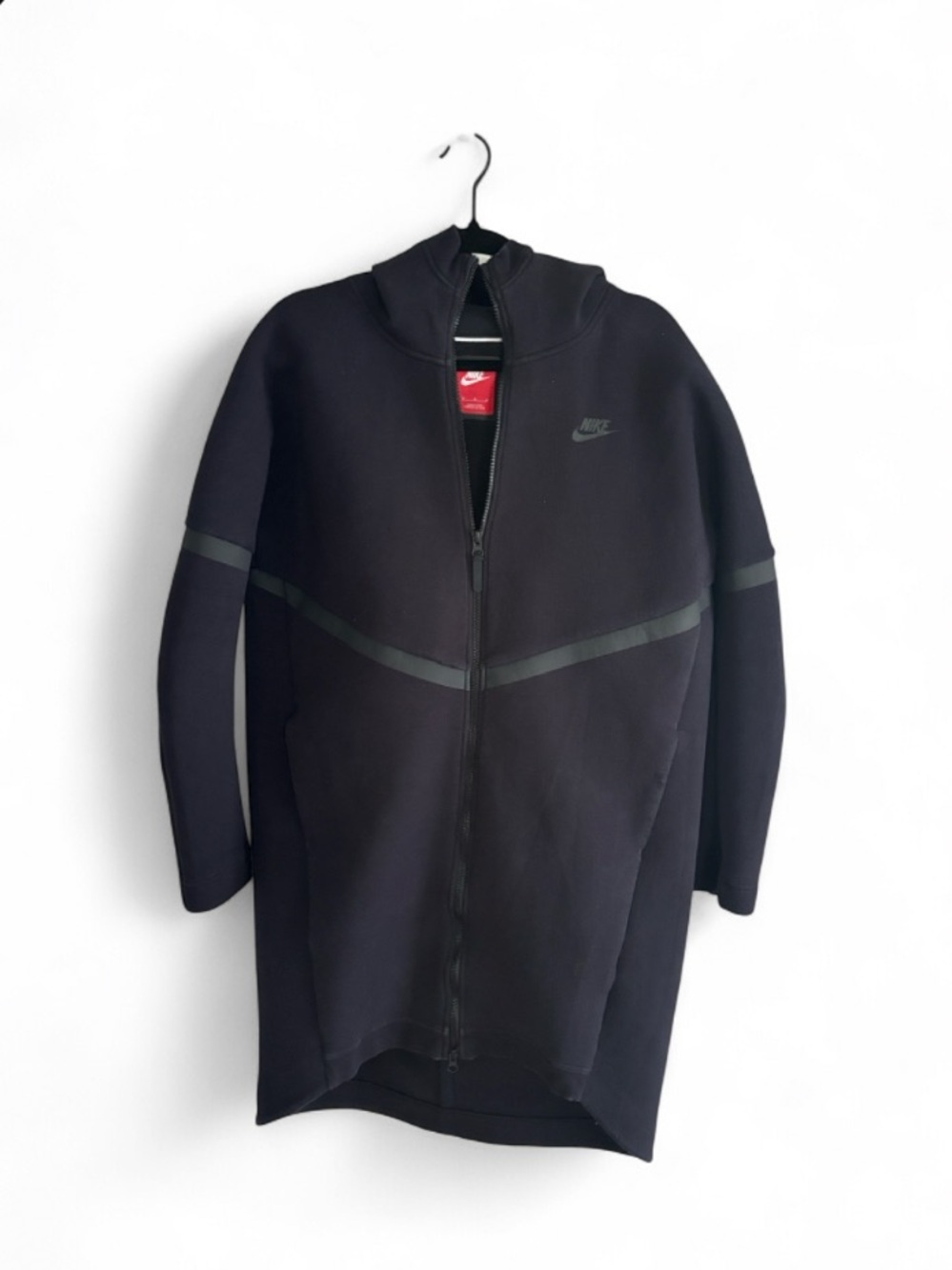 Nike Tech Fleece Longline Cocoon Full Zip Jacket Womens Black Coat Size Medium